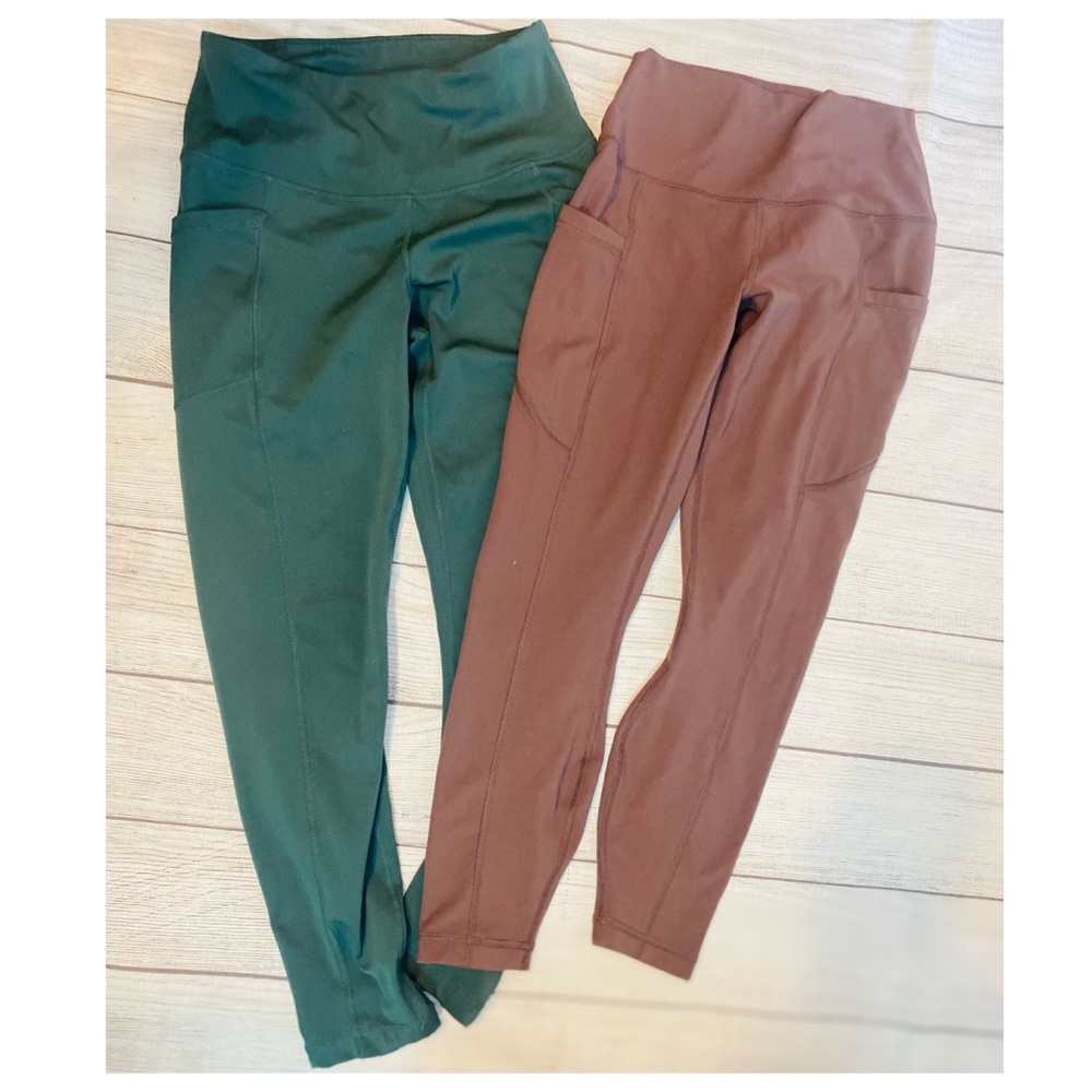 2 Yogalicious leggings I Size SMALL I Pinkish/Brown & Green